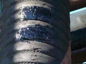 Reinforced repair using Belzona 2111 (D&A Hi-Build Elastomer)