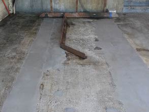 Deteriorated concrete of an unloading area repaired with Belzona 4154 and overcoated with Belzona 4131